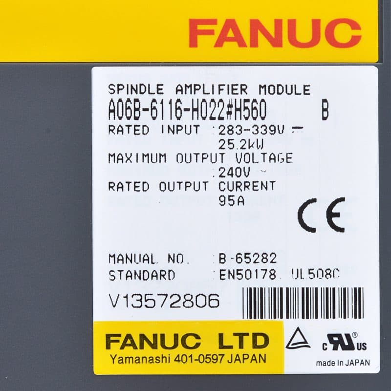A06B-6116-H022 FANUC A06B-6116-H022 Servo Amplifier / Drive - Detail View | FANUC Servo Amplifier / Drive