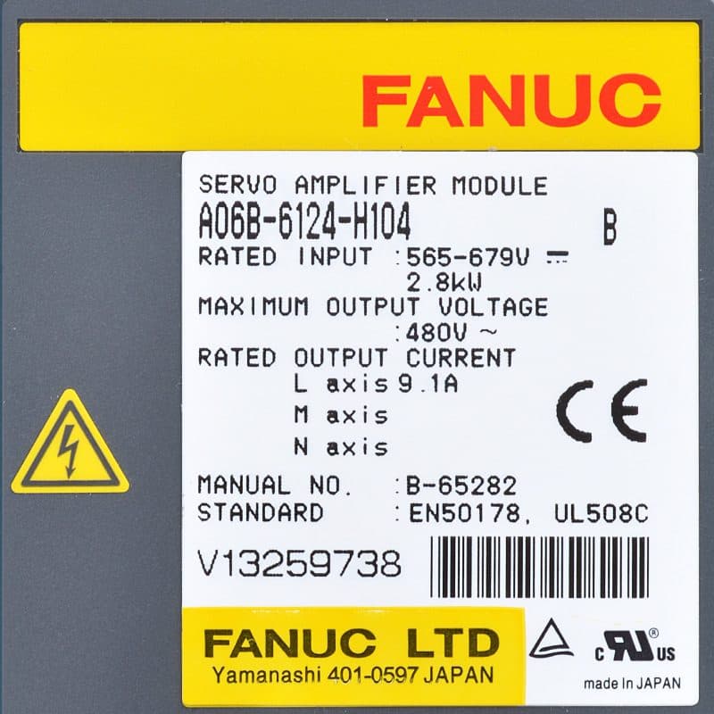 A06B-6124-H104 FANUC A06B-6124-H104 Servo Amplifier / Drive - Detail View | FANUC Servo Amplifier / Drive