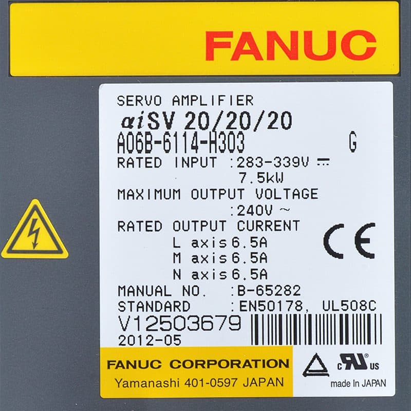A06B-6114-H303 FANUC A06B-6114-H303 Servo Amplifier / Drive - Detail View | FANUC Servo Amplifier / Drive