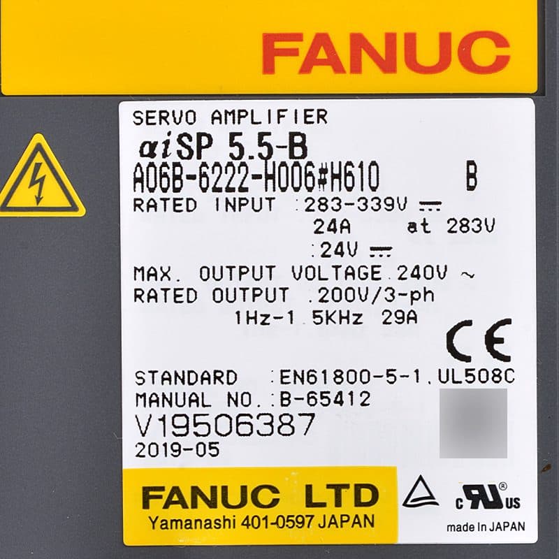 A06B-6222-H006 FANUC A06B-6222-H006 Servo Amplifier / Drive - Detail View | FANUC Servo Amplifier / Drive