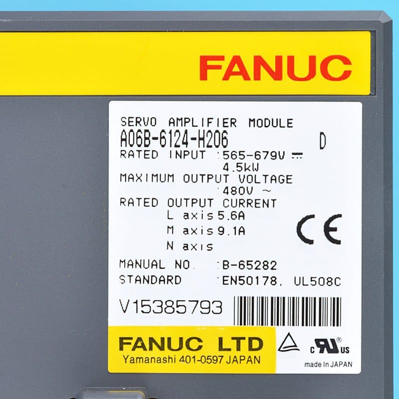 A06B-6124-H206 FANUC A06B-6124-H206 Servo Amplifier / Drive - Detail View | FANUC Servo Amplifier / Drive