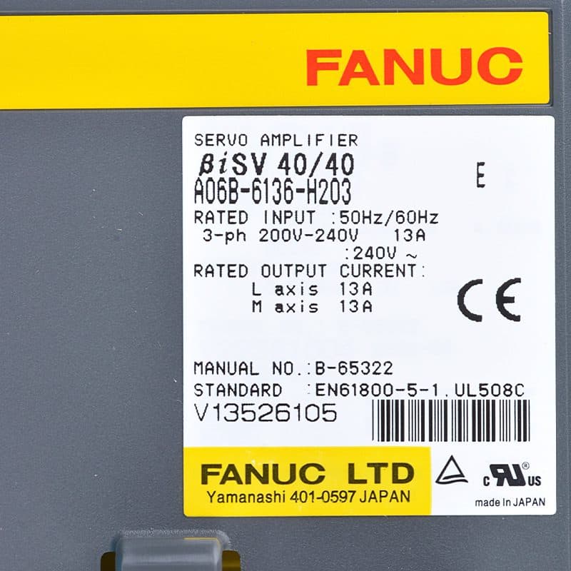 A06B-6136-H203 FANUC A06B-6136-H203 Servo Amplifier / Drive - Detail View | FANUC Servo Amplifier / Drive