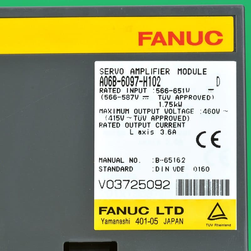 A06B-6097-H102 FANUC A06B-6097-H102 Servo Amplifier / Drive - Detail View | FANUC Servo Amplifier / Drive