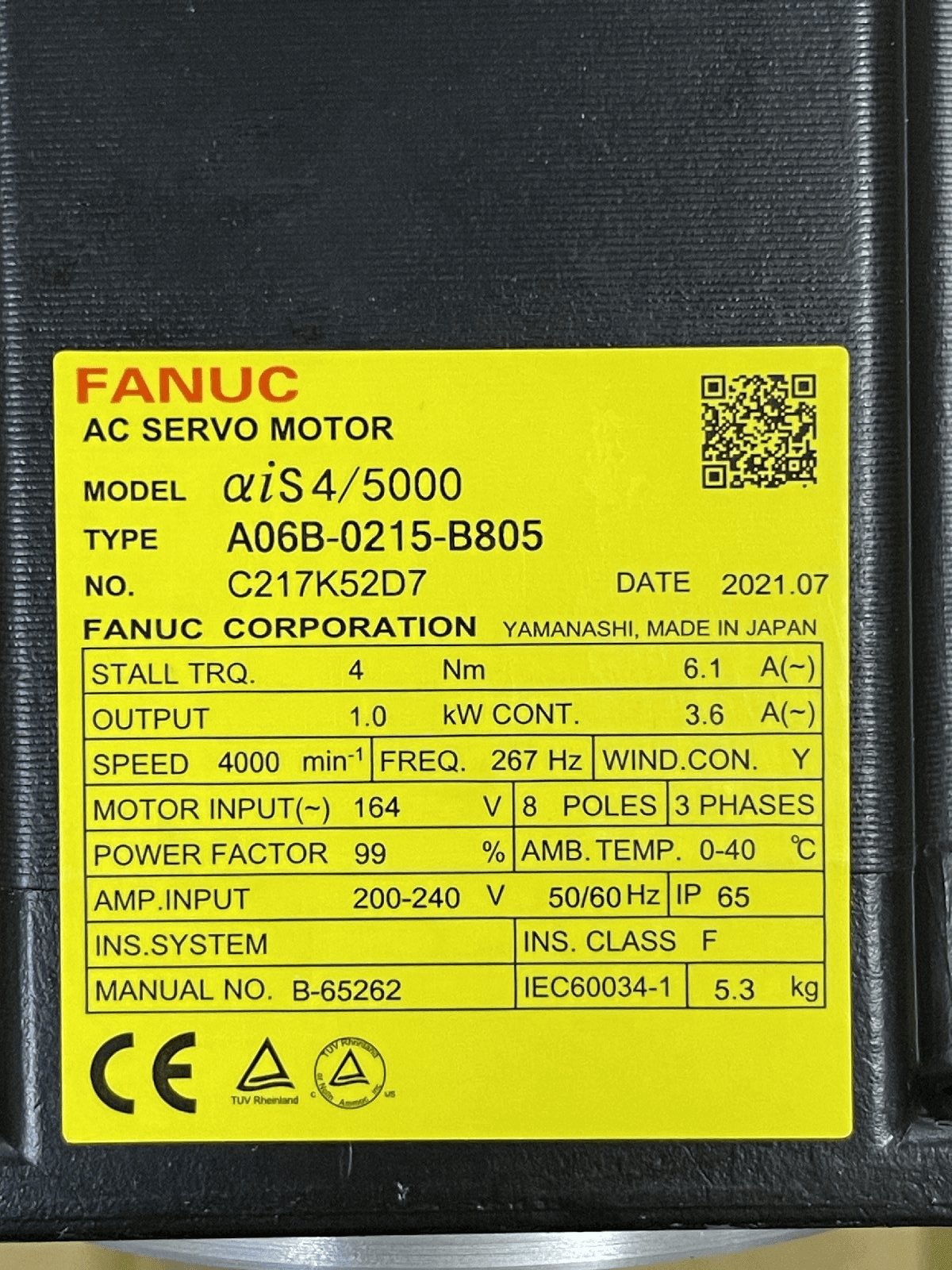 A06B-0215-B805 FANUC A06B-0215-B805 Servo Motor - Detail View | FANUC Servo Motor