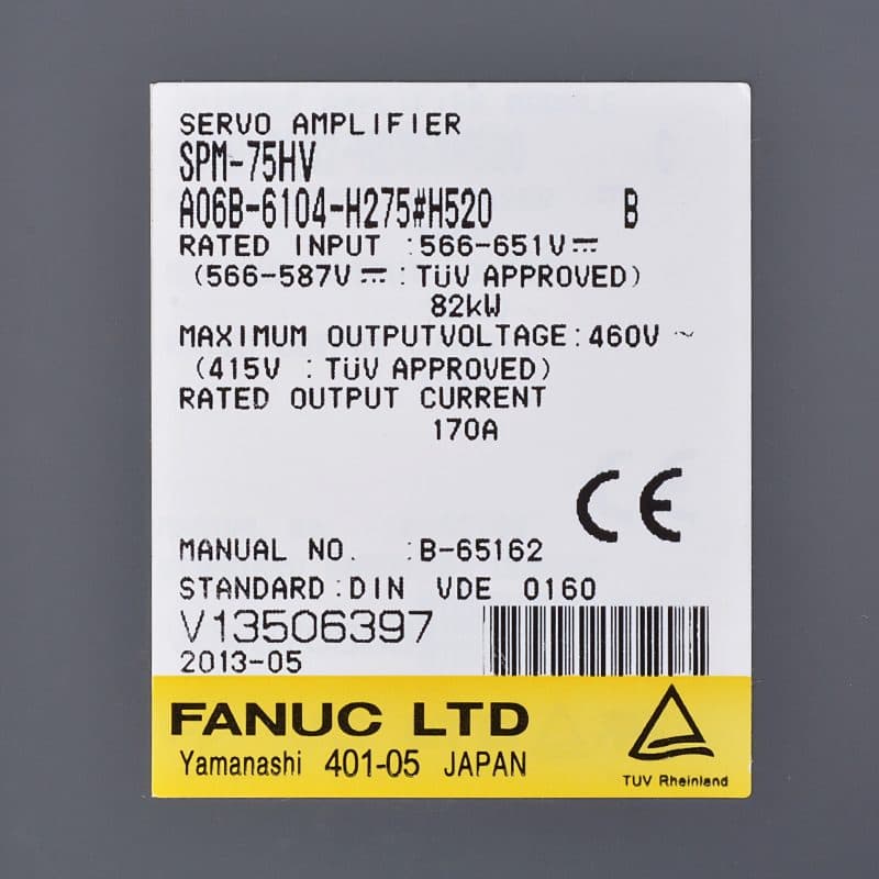 A06B-6104-H275 FANUC A06B-6104-H275 Servo Amplifier / Drive - Detail View | FANUC Servo Amplifier / Drive