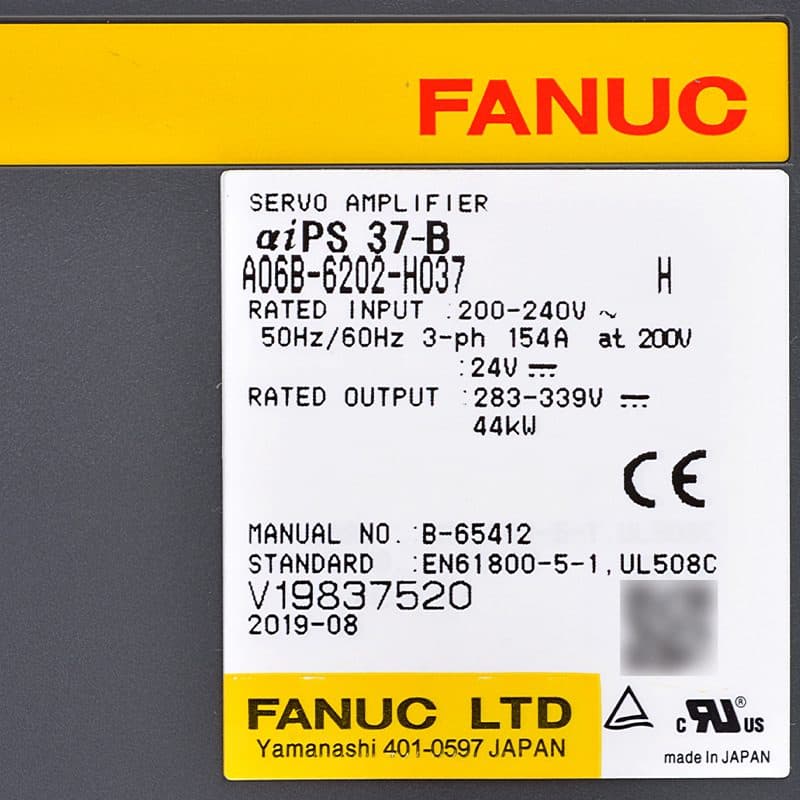 A06B-6202-H037 FANUC A06B-6202-H037 Servo Amplifier / Drive - Detail View | FANUC Servo Amplifier / Drive