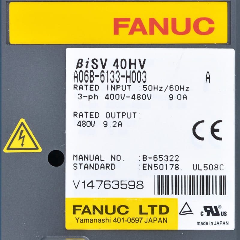 A06B-6133-H003 FANUC A06B-6133-H003 Servo Amplifier / Drive - Detail View | FANUC Servo Amplifier / Drive