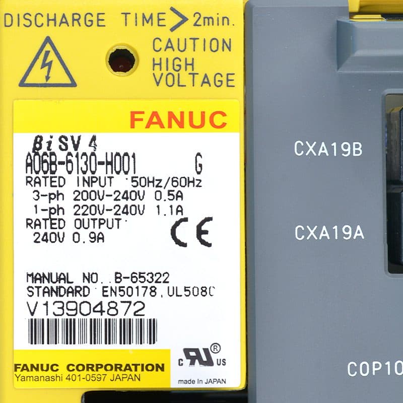 A06B-6130-H001 FANUC A06B-6130-H001 Servo Amplifier / Drive - Detail View | FANUC Servo Amplifier / Drive