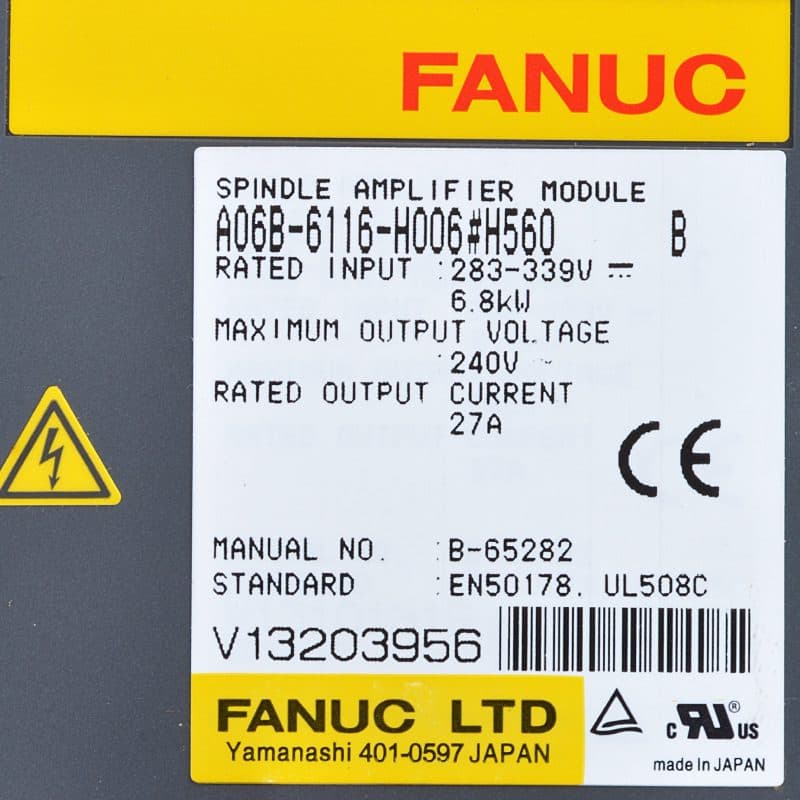 A06B-6116-H006 FANUC A06B-6116-H006 Servo Amplifier / Drive - Detail View | FANUC Servo Amplifier / Drive