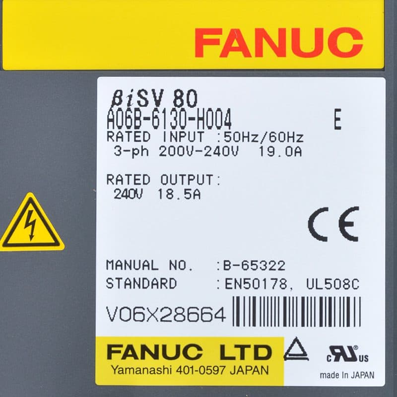 A06B-6130-H004 FANUC A06B-6130-H004 Servo Amplifier / Drive - Detail View | FANUC Servo Amplifier / Drive