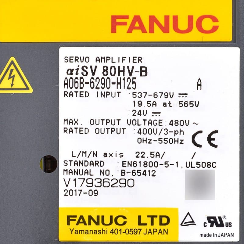 A06B-6290-H125 FANUC A06B-6290-H125 Servo Amplifier / Drive - Detail View | FANUC Servo Amplifier / Drive