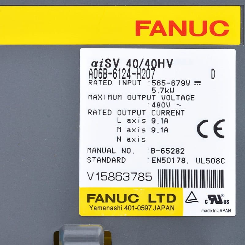 A06B-6124-H207 FANUC A06B-6124-H207 Servo Amplifier / Drive - Detail View | FANUC Servo Amplifier / Drive