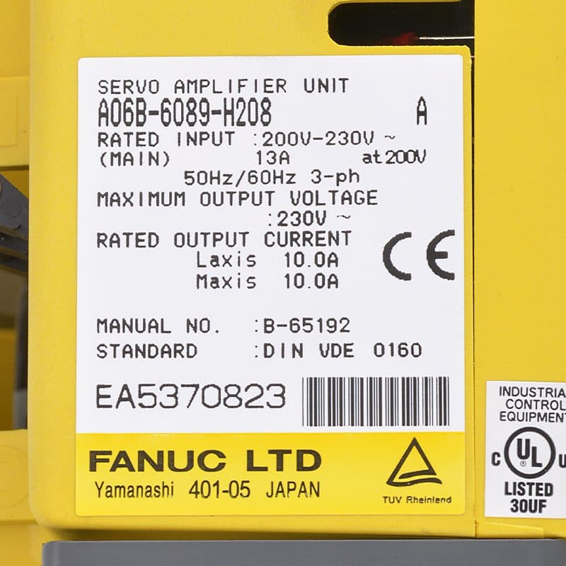 A06B-6089-H208 FANUC A06B-6089-H208 Servo Amplifier / Drive - View 4 | CNC Spare Part