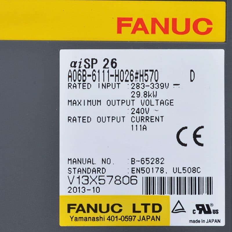 A06B-6111-H026 FANUC A06B-6111-H026 Servo Amplifier / Drive - Detail View | FANUC Servo Amplifier / Drive