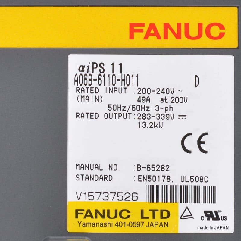 A06B-6110-H011 FANUC A06B-6110-H011 Servo Amplifier / Drive - Detail View | FANUC Servo Amplifier / Drive