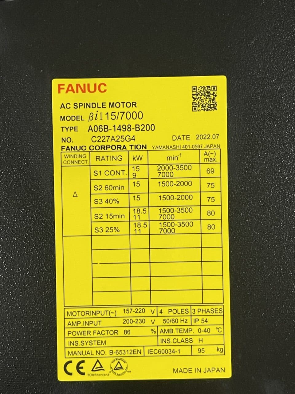 A06B-1498-B200 FANUC A06B-1498-B200 Spindle Motor - View 6 | CNC Spare Part