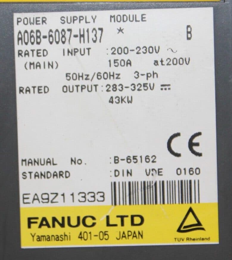 FANUC A06B-6087-H137 Servo Amplifier / Drive - A06B-6087-H137 | Professional FANUC Servo Amplifier / Drive Part | In Stock at Vibocnc