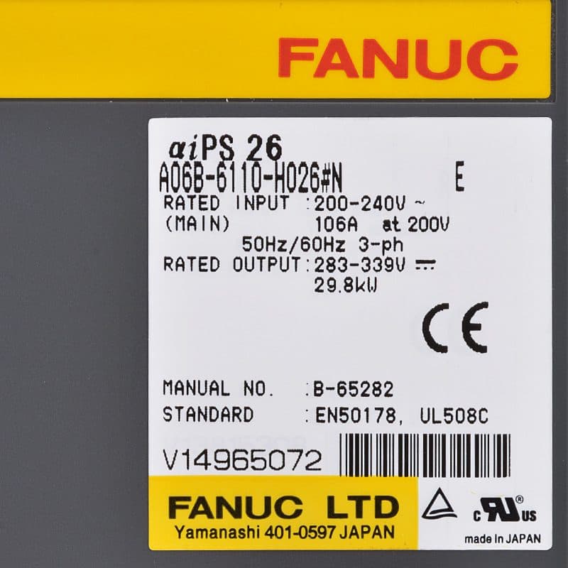 A06B-6110-H026 FANUC A06B-6110-H026 Servo Amplifier / Drive - Detail View | FANUC Servo Amplifier / Drive